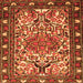 Round Machine Washable Persian Orange Traditional Area Rugs, wshtr2705org