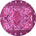 Round Persian Pink Traditional Rug, tr2705pnk