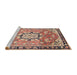 Sideview of Machine Washable Traditional Chestnut Brown Rug, wshtr2706