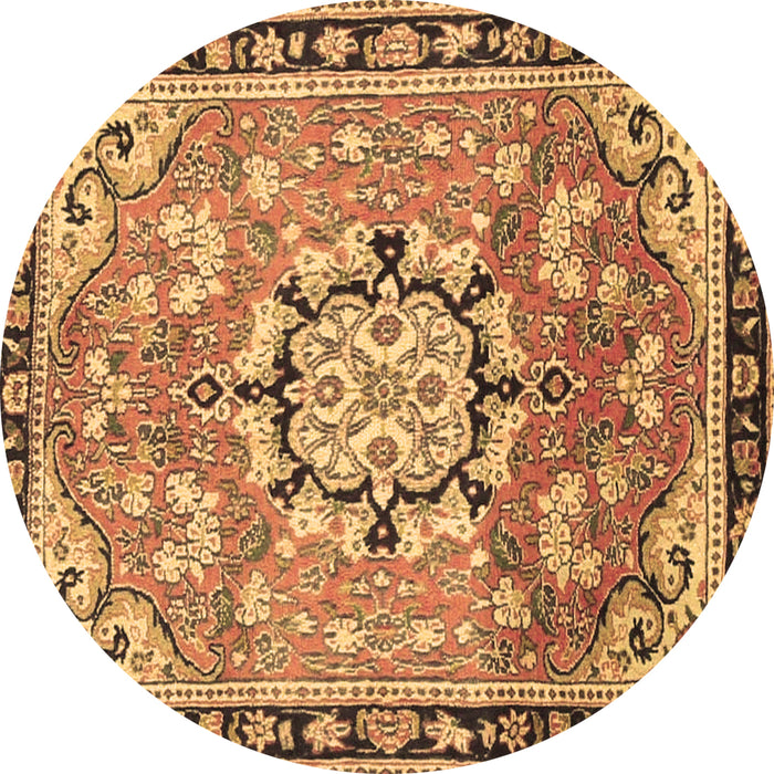 Round Persian Brown Traditional Rug, tr2706brn