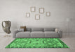 Machine Washable Persian Emerald Green Traditional Area Rugs in a Living Room,, wshtr2706emgrn