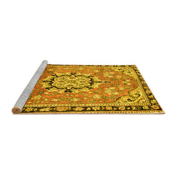 Sideview of Machine Washable Persian Yellow Traditional Rug, wshtr2706yw