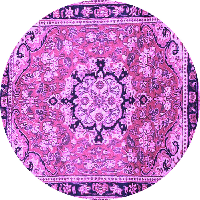 Round Machine Washable Persian Purple Traditional Area Rugs, wshtr2706pur