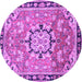 Round Machine Washable Persian Purple Traditional Area Rugs, wshtr2706pur