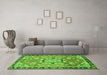 Machine Washable Persian Green Traditional Area Rugs in a Living Room,, wshtr2706grn