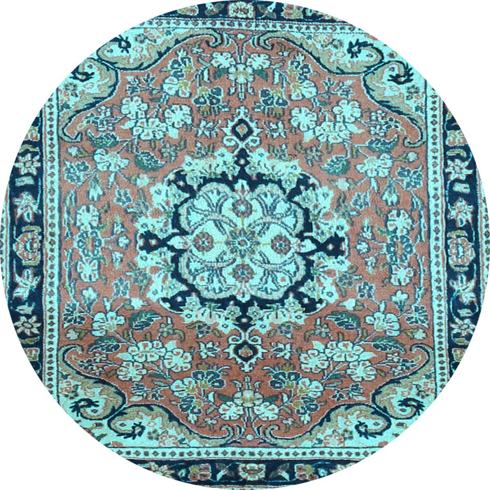 Round Persian Light Blue Traditional Rug, tr2706lblu