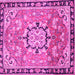 Square Machine Washable Persian Pink Traditional Rug, wshtr2706pnk