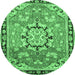 Round Persian Emerald Green Traditional Rug, tr2706emgrn
