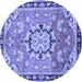 Round Machine Washable Persian Blue Traditional Rug, wshtr2706blu