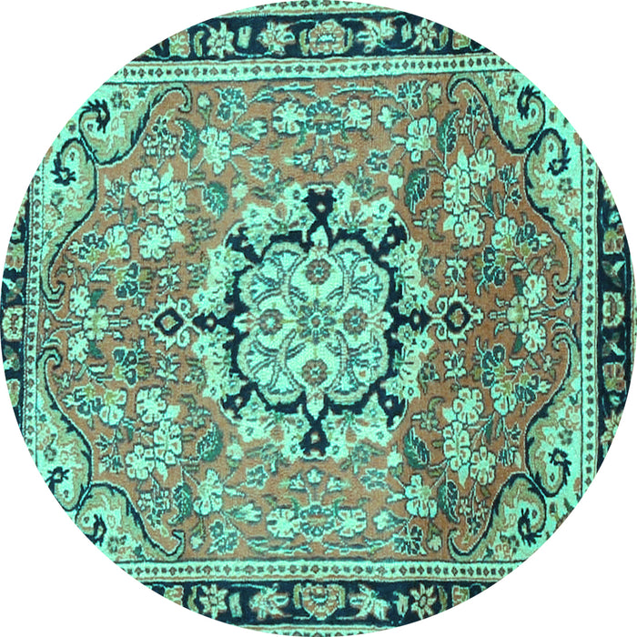 Round Persian Turquoise Traditional Rug, tr2706turq