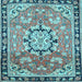 Square Machine Washable Persian Light Blue Traditional Rug, wshtr2706lblu