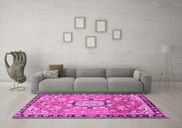 Machine Washable Persian Pink Traditional Rug, wshtr2706pnk