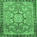 Square Machine Washable Persian Emerald Green Traditional Area Rugs, wshtr2706emgrn