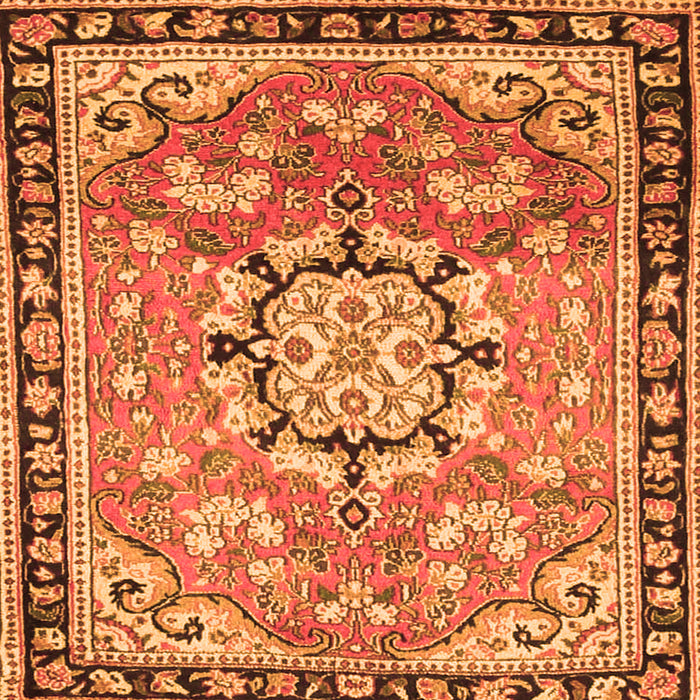 Round Machine Washable Persian Orange Traditional Area Rugs, wshtr2706org