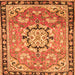 Round Machine Washable Persian Orange Traditional Area Rugs, wshtr2706org