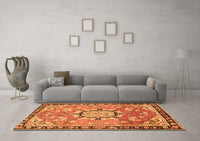 Machine Washable Persian Orange Traditional Rug, wshtr2706org