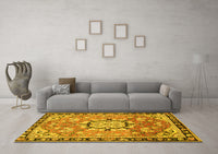 Machine Washable Persian Yellow Traditional Rug, wshtr2706yw