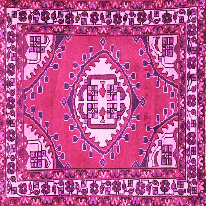 Square Machine Washable Persian Pink Traditional Rug, wshtr2707pnk