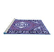 Sideview of Machine Washable Persian Blue Traditional Rug, wshtr2707blu