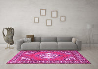 Machine Washable Persian Pink Traditional Rug, wshtr2707pnk