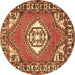 Round Persian Brown Traditional Rug, tr2707brn