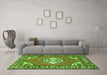 Machine Washable Persian Green Traditional Area Rugs in a Living Room,, wshtr2707grn