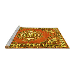 Sideview of Machine Washable Persian Yellow Traditional Rug, wshtr2707yw