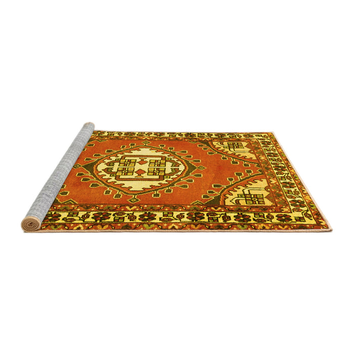 Sideview of Machine Washable Persian Yellow Traditional Rug, wshtr2707yw