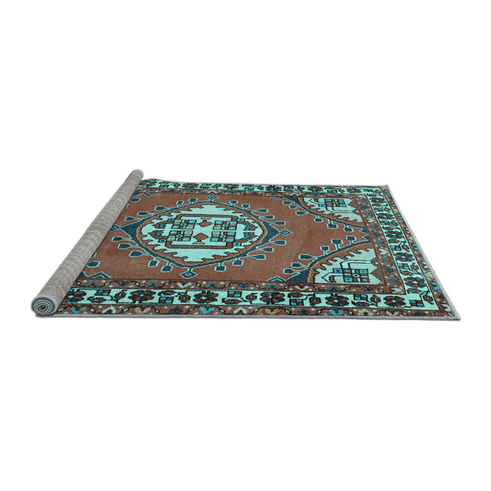 Sideview of Machine Washable Persian Light Blue Traditional Rug, wshtr2707lblu
