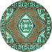 Round Persian Turquoise Traditional Rug, tr2707turq