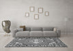 Machine Washable Persian Gray Traditional Rug in a Living Room,, wshtr2707gry