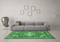 Machine Washable Persian Emerald Green Traditional Rug, wshtr2707emgrn