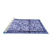 Sideview of Machine Washable Persian Blue Traditional Rug, wshtr2708blu