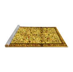 Sideview of Machine Washable Persian Yellow Traditional Rug, wshtr2708yw
