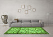 Machine Washable Persian Green Traditional Area Rugs in a Living Room,, wshtr2708grn