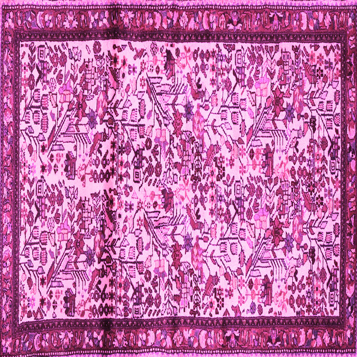 Square Machine Washable Persian Pink Traditional Rug, wshtr2708pnk