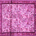 Square Machine Washable Persian Pink Traditional Rug, wshtr2708pnk