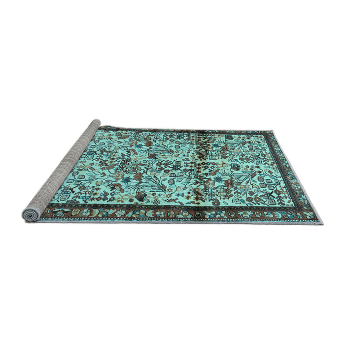 Sideview of Machine Washable Persian Light Blue Traditional Rug, wshtr2708lblu