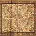 Square Machine Washable Persian Brown Traditional Rug, wshtr2708brn