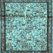 Square Machine Washable Persian Light Blue Traditional Rug, wshtr2708lblu