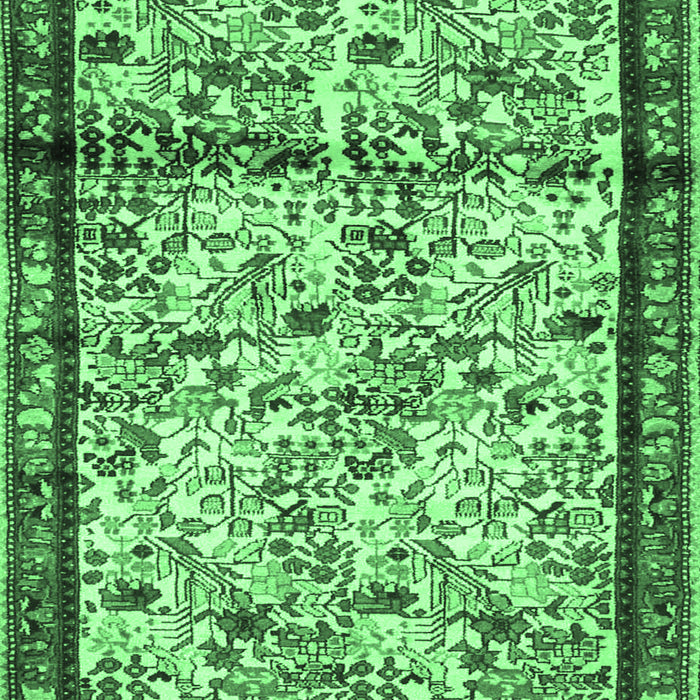 Machine Washable Persian Emerald Green Traditional Area Rugs, wshtr2708emgrn