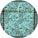 Round Persian Light Blue Traditional Rug, tr2708lblu