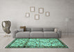 Machine Washable Persian Turquoise Traditional Area Rugs in a Living Room,, wshtr2708turq