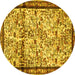 Round Persian Yellow Traditional Rug, tr2708yw