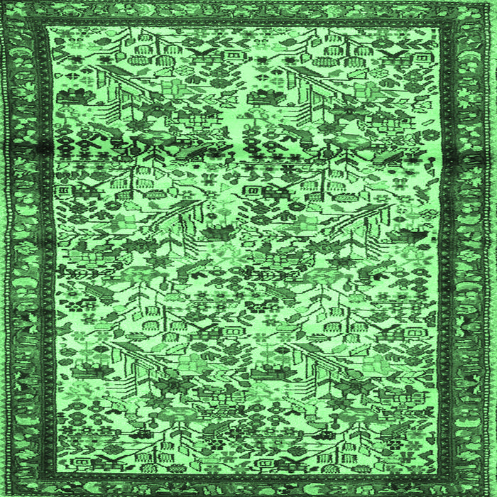 Square Persian Emerald Green Traditional Rug, tr2708emgrn