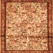 Round Machine Washable Persian Orange Traditional Area Rugs, wshtr2708org