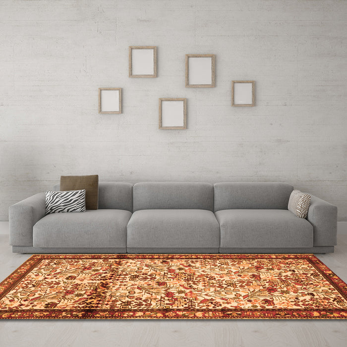 Machine Washable Persian Orange Traditional Area Rugs in a Living Room, wshtr2708org
