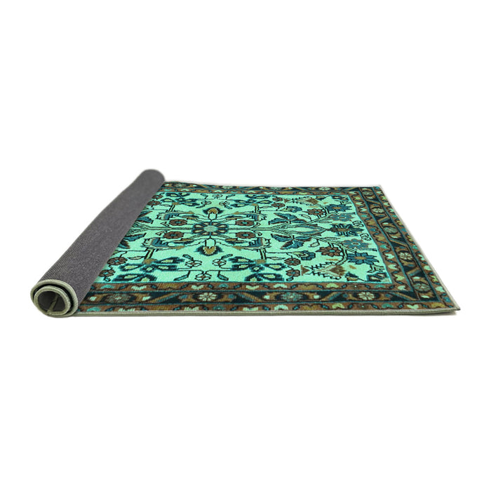Sideview of Animal Turquoise Traditional Rug, tr2709turq