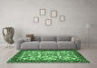 Machine Washable Animal Emerald Green Traditional Area Rugs in a Living Room,, wshtr2709emgrn