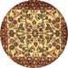 Round Machine Washable Animal Brown Traditional Rug, wshtr2709brn